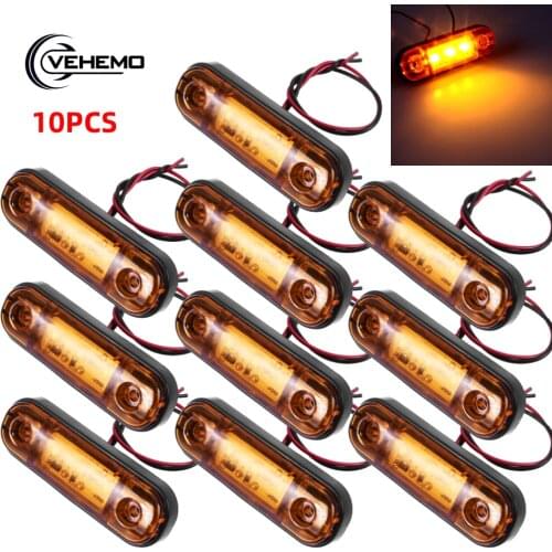 10PCS Yellow LED Marker Light Trailer Truck Pickup RV LED Side Marker Lamp DC10-30V Waterproof 3LED Signal Warning Light