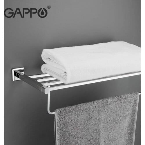 GAPPO Stainless Steel Towel Racks Bath Towel Bars Wall Mounted Towel Holder Hooks Brass Restroom Towel Rack Bathroom Accessories
