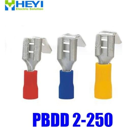 Good Quality 100pcs/lot PBDD5.5-250 Yellow AWG12-10 Brass Insulating Crimp Terminals Connectors Piggy Terminal