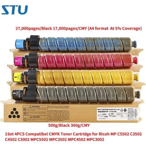 1Set 500g/Black 360g/CMY Compatibel CMYK Toner Cartridge for Ricoh MP C5502 C3502 C4502 C3002 MPC5502 MPC3502 MPC4502 MPC3002