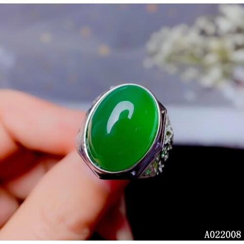 KJJEAXCMY fine jewelry 925 sterling silver inlaid natural Chalcedony ring new men jade gemstone ring luxury support test