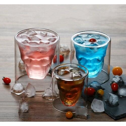 Coffee Mug Double-Layered Transparent Crystal Skull Head Glass Cup For Household Whiskey Wine Vodka Bar Club Beer Wine Glass Cup