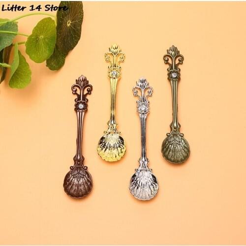 Iris Retro Coffee Spoon Ice Cream Dessert Spoon Arabic Style Zinc Alloy Coffee Tea Mixing Spoon Kitchen Gadgets Tableware