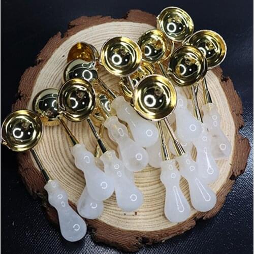 Crystal Handle Sealing Wax Spoon Copper Seal Stamp Wax Bead Tablet Melting Burning Spoons for Scrapbooking Album Envelope Decra