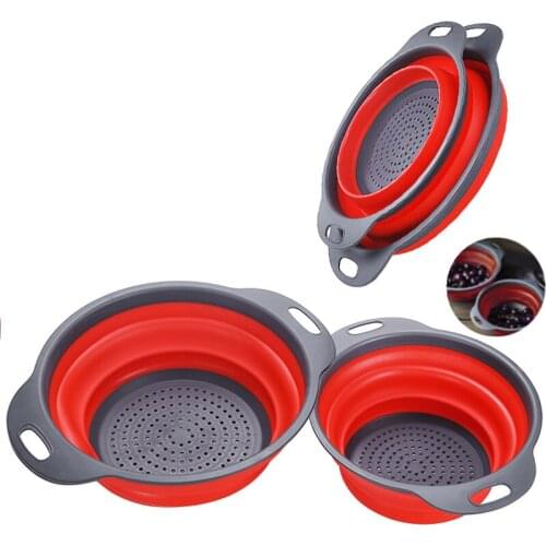 Round Folding Drip Basket Telescopic Fruit Basket 2-piece Set Water Filtering Basket Washing Basket Leaking Basket