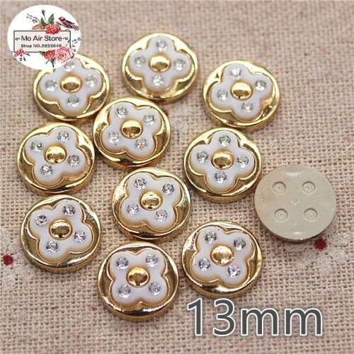 50pcs 13mm golden color round flower Buttons Home Garden Crafts Cabochon Scrapbooking DIY Accessories