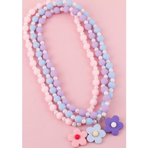 Makersland Cute Pendant Necklace for Kids Flowers Beaded Necklace Children Accessories Jewellery Design Trendy Gift 2020 New