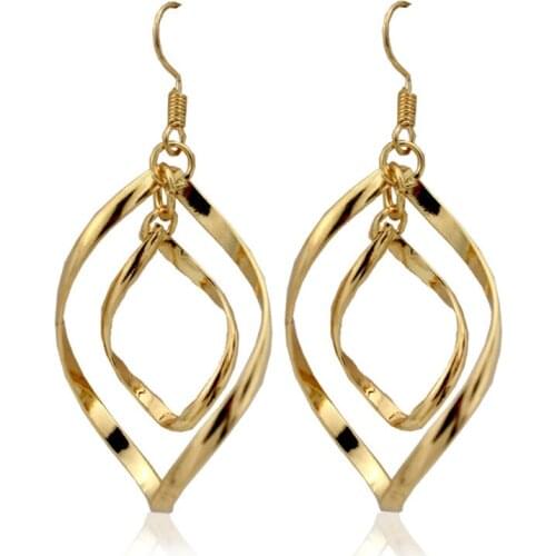 Fashion Double Irregular Loop Dangle Earrings For Women Girls Gold Silver Hanging Ear Jewelry Brincos 2021 Minimalist Earrings