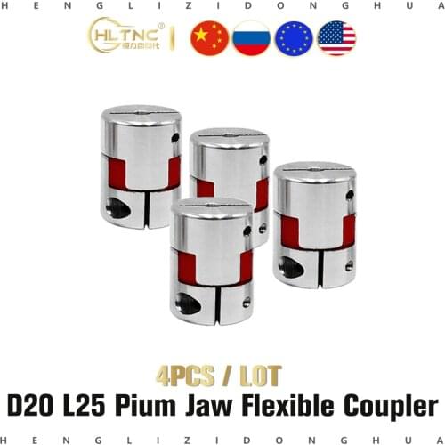 4pc D20 L25: 3 4 5 6 6.35 7 8 9 10 mm Jaw spider plum step stepper motor Shaft sleeve coupling Flexible Coupler for CNC parts