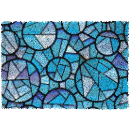 Latch Hook Kits Blue plaid Chunky Yarn Embroidery Crocheting Tapestry Kits Needlework Arts & Crafts DIY Carpet Rug