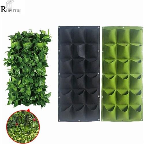 Wall Mount Hanging Planting Bags Home Supplies Multi Pockets Green Grow Bag Planter Vertical Growing Vegetable Living Garden Bag