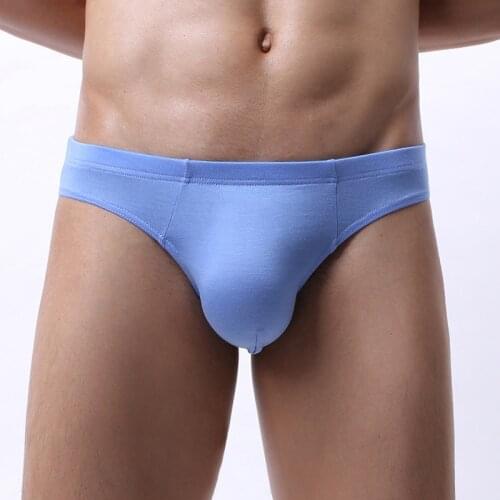 Wholesale mens bamboo fiber underwear, pure color briefs, European size loose pants, breathable young mens underwearT
