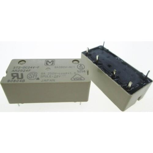 NEW 24V relay ST2-DC24V-F AR2024F ST2-24VDC-F ST2DC24VF DC24V 24VDC 24V 8A 250VAC 6PIN