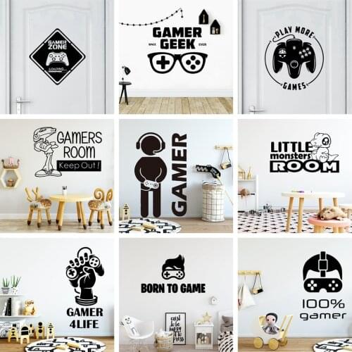 Creative Gamer Vinyl Wall Sticker For kids Room Art Decals Fashion Children Vinyl Wallstickers Mural pegatinas gamer