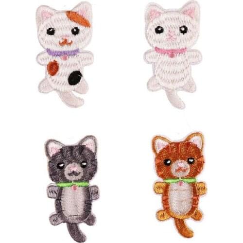 PGY 1PCS Cute Patch Animal Cat Cartoon Embroidered Iron On Patch Childrens Clothes decorate DIY Badge Sew Stickers On Patch