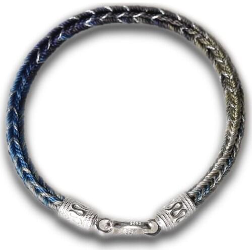 Mama handmade weave woven bracelet bangle jewelry men women gift hand made jewellery with silver clasp for him
