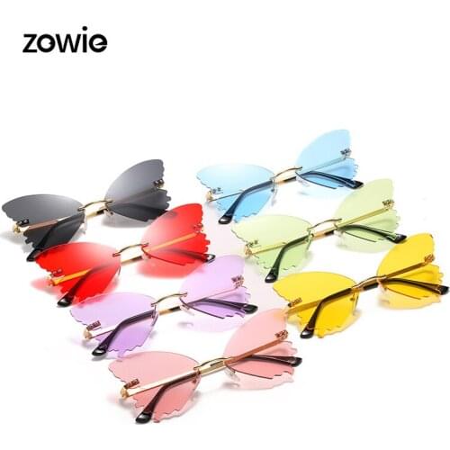 Luxury Fashion Sunglasses Rimless butterfly Wave Sun Glasses Metal Shades Eyewear UV400 shades for women