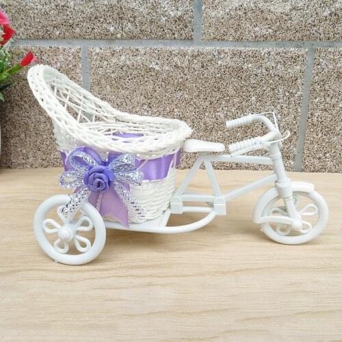 Rattan Tricycle Bicycle Flower Basket Shooting Props Home Decoration Bicycle Wedding Banquet Table Handicraft Decoration