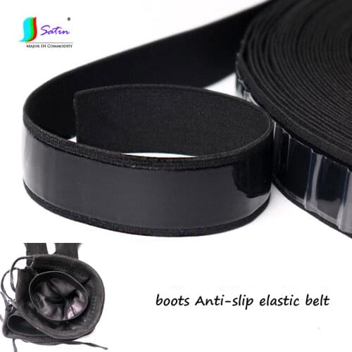 Width 25mm Soft Boots Anti-slip Handmade Diy Material Black Boots Silica Gel Anti-slip Elastic Band S0290L