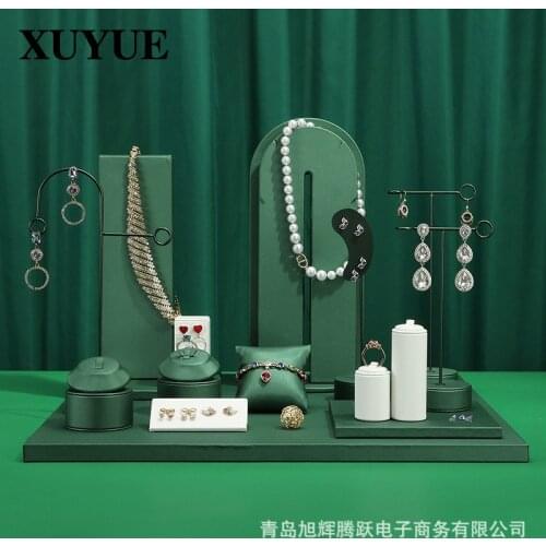 Jewelry Display Rack Green shop window necklace ring display rack jewelry props display rack cash