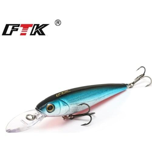 FTK 12g Sinking Minnow Hard Fishing Lures 9cm Swimbait Artificial Twitching Fishing Bait 3D eyes Bass Jerkbait Crankbait Japan