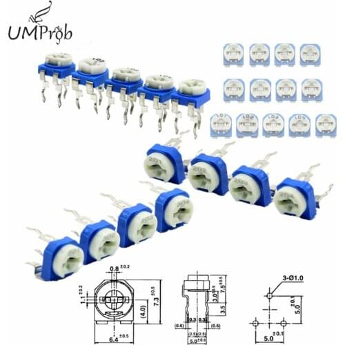 Trimming Potentiometer RM-065 top adjustment 100ohm-1Mohm RM065 Variable Resistors Assorted Kit 13Type*10Pcs=130Pcs