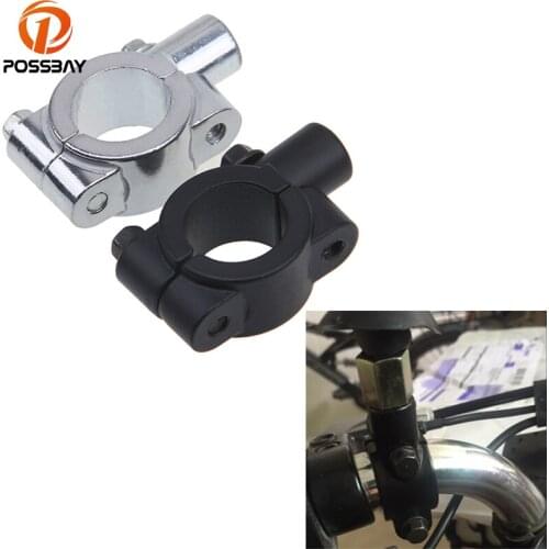 POSSBAY Universal Motorcycle Black Chrome Handlebar Rearview Mirror Mount Adapter Holder Clamp For Yamaha Harley 8mm 10mm ATV