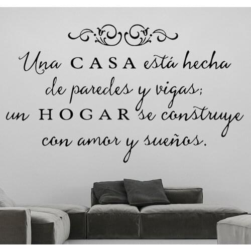 Vinyl Wall Stickers Spanish Quote Una Casa Está Hecha Decals Removable Art Home Decor For Livingroom House Decoration RU2097
