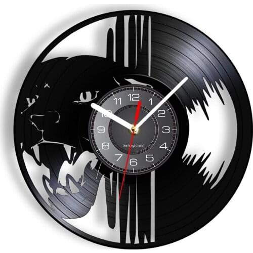 Black Panther Vintage Vinyl Album Record Wall Clock Leopard Felid Wildlife Artwork Home Decor Watches Album Handicraft Art