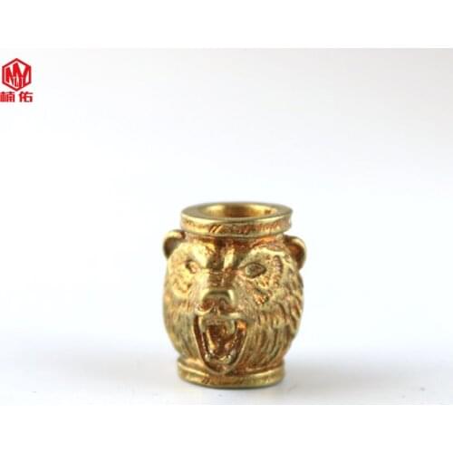 1PC EDC Paracord Beads Angry Bear Retro Brass Copper Lanyard Pendants Knife Beads Umbrella Rope Cord Beads Pendants