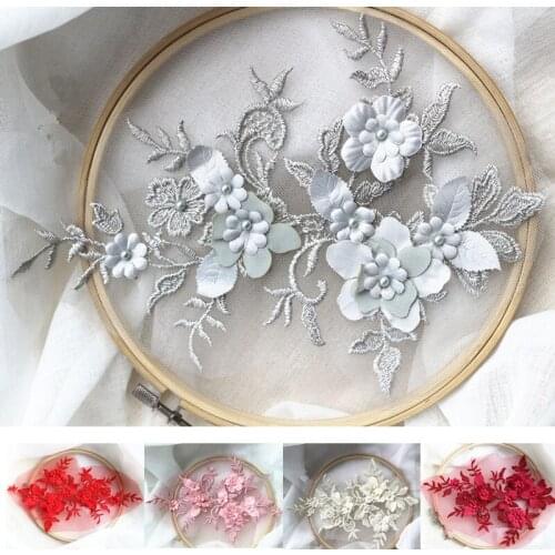 1Pieces European-style 3D Embroidery Patch and Clothing Lace Fabric DIY Handmade Fashionable Patches