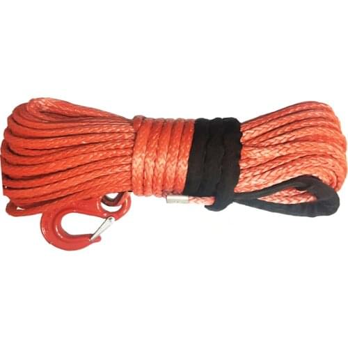 5/16" x 100' Orange Yellow Synthetic Winch Line Cable Rope with Sheath and Hook For 4WD/ATV/UTV/OFF-ROAD