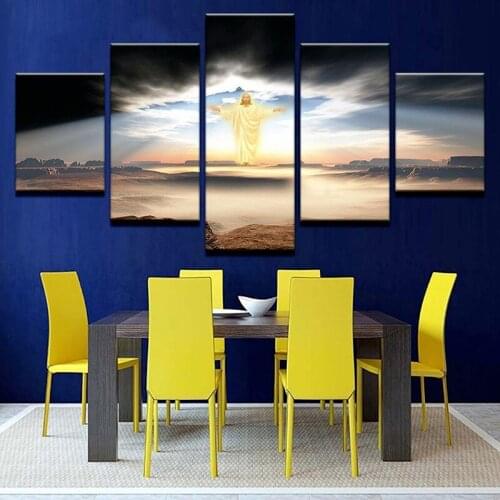 5 Pieces of High-definition Christian Jesus Poster Home Decoration Living Room Frameless Printing Canvas Hanging Painting Core