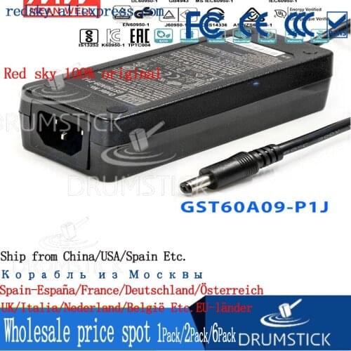 6PACK) Meanwell 60W Enterprise Adapter GST60A24V/5/7/9/12/15/18/48-P1J 1.25/6A 2.5A/3.33/4/5A DC for Industry/Telecom 3 plug