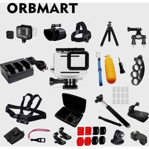 ORBMART 22 IN 1 Action Sport Camera Accessories Waterproof Case Screen Protector Mount Set Kit For Go Pro Gopro Hero 5 6 7 Black