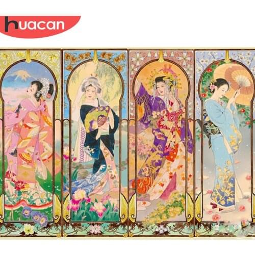 HUACAN Full Square/Round Diamond Painting Woman DIY 5D Diamond Embroidery Portrait Mosaic Needlework Home Decor
