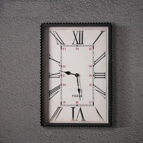 American retro oblong iron mute quartz clock watch living room wall decorations Nordic model soft outfit silent watch