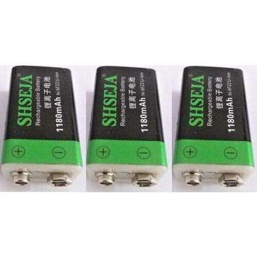 USB 9V BATTERY 3PCS 9V Battery 1180mAh micro USB Rechargeable Lipo Battery