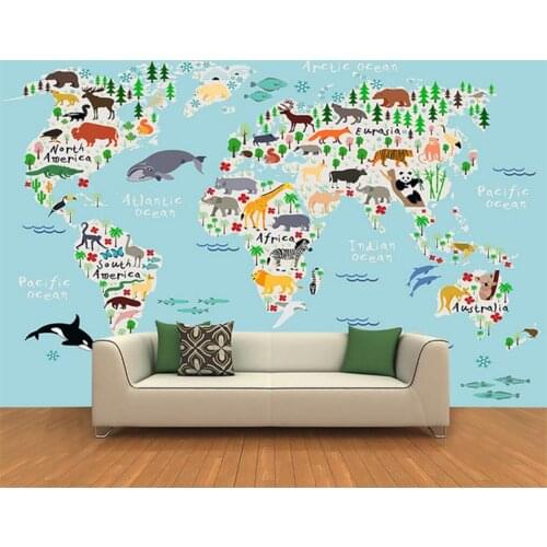 Beibehang Custom photo wallpaper 3D cartoon world map wallpaper living room bedroom wallpaper for walls 3 d papel de parede