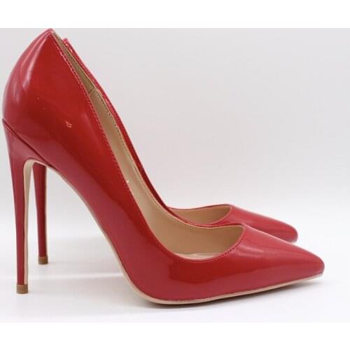 Free shipping fashion women Pumps Red patent leather Pointy toe high heels shoes size33-43 12cm 10cm 8cm Stiletto heeled