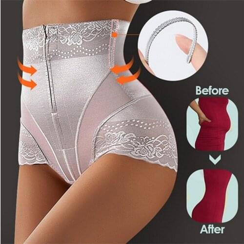 Abdomen Pants Lady Invisible Zipper And Breasted Abdomen Pants Womens Postpartum High-waisted Hip-hip Lace Trousers Non-curling