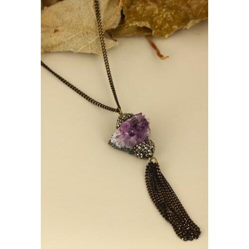 Dr Stone natural Stone women amethyst Necklace XZ121AR318 372868538