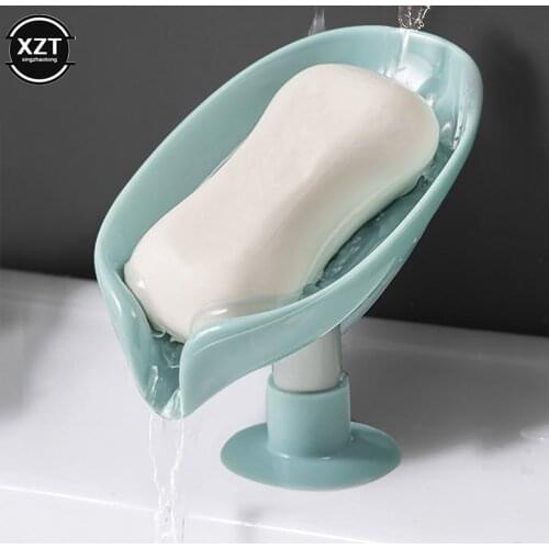 Leaf Shaped Soap Holder Shower Drain Shelf Bath Soap Box Vertical Suction Cup Laundry Soap Dish Storage Tray Bathroom Supplies