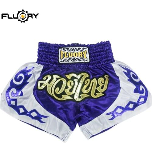FLUORY Muay Thai Shorts High Quality Thai Boxing Shorts MMA Gym Kickboxing Shorts for Children Kids Boys Girls Martial Training