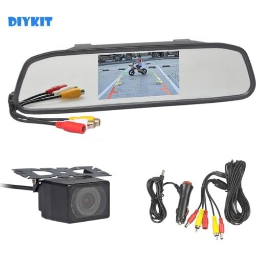 DIYKIT 4.3 Inch Car Monitor Mirror Monitor + Waterproof IR Night Vision Rear View Car Camera Parking Accessories Camera