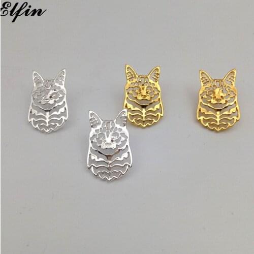 Elfin Wholesale Maine Coon Cat Brooches Gold Color Silver Color Trendy Maine Coon Cat Brooches Jewellery Men