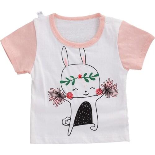 Pudcoco T-Shirt 6-48M Cartoon Rabbit Cute Short Sleeve Casual O-Neck Baby Girls Toddler Infant Kids Outfits Clothes