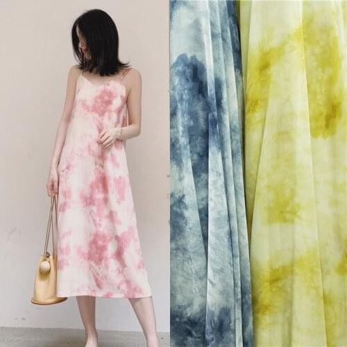 Gradual Colour Tie-dyed Ink Printed Pearl Chiffon Fabric Beach Skirt Shirt Dress Material