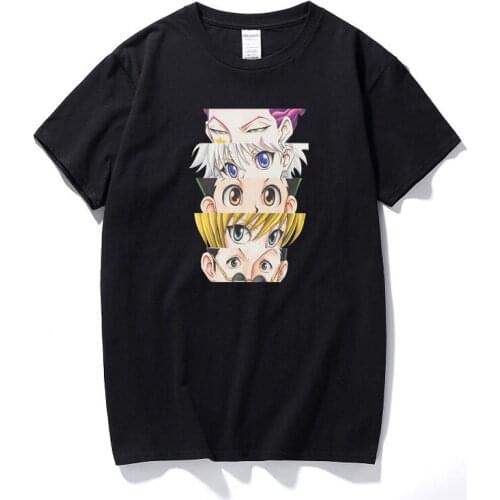 Hunter X Hunter Eyes T Shirt Men Fashion Harajuku Killua T-shirt Graphic Japanese Anime Tshirt Unisex Cotton Short Sleeve Tshirt