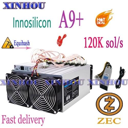Used Innosilicon A9+ ZMaster 120k sol/s With PSU Equihash Asic Miner Zcash ZEC BTG Mining Better Than Antminer Z9 mini S9 B7 T3